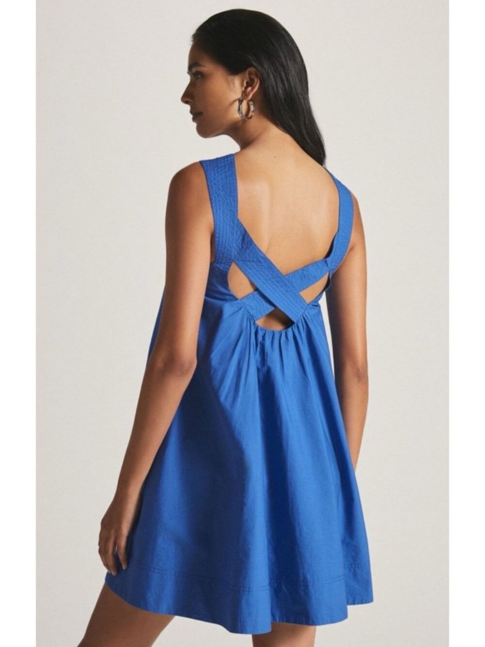 NWT Maeve by Anthropologie Cobalt Blue Pullover Crossback Mini Dress Small - Picture 4 of 9
